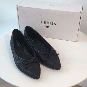 Birdies The Goldfinch Pointed-Toe Ballet Flats Black Woven Leather 9.5M SOLD OUT